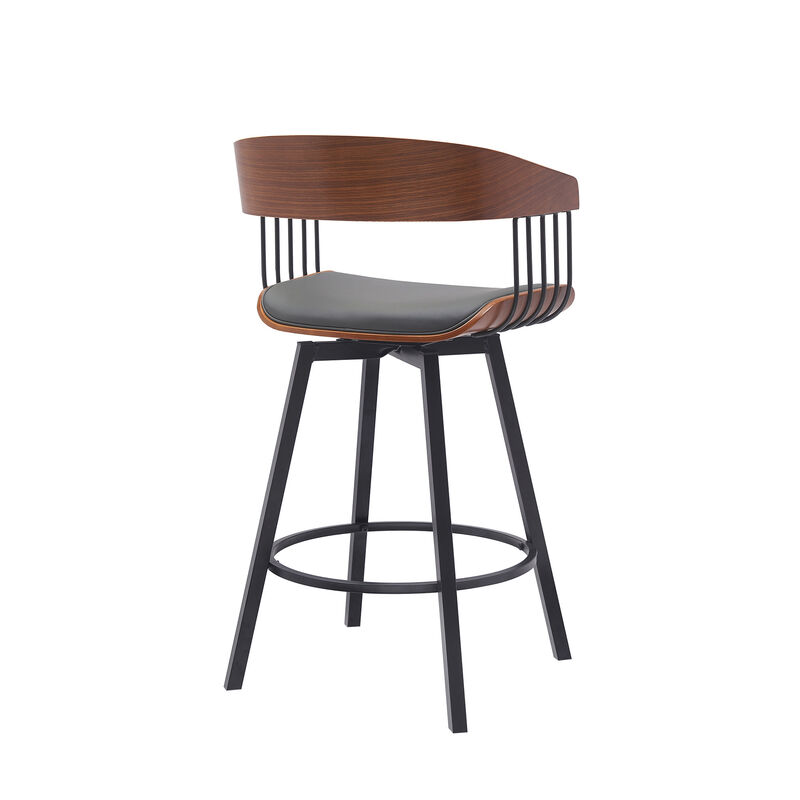 HomeRoots Faux Leather and Metal Counter Stool with Full Back and Armrests image number 3