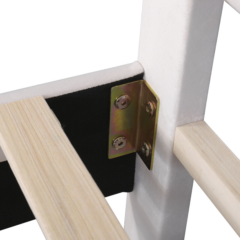 Upholstered Platform Bed with Flower Pattern Velvet Headboard