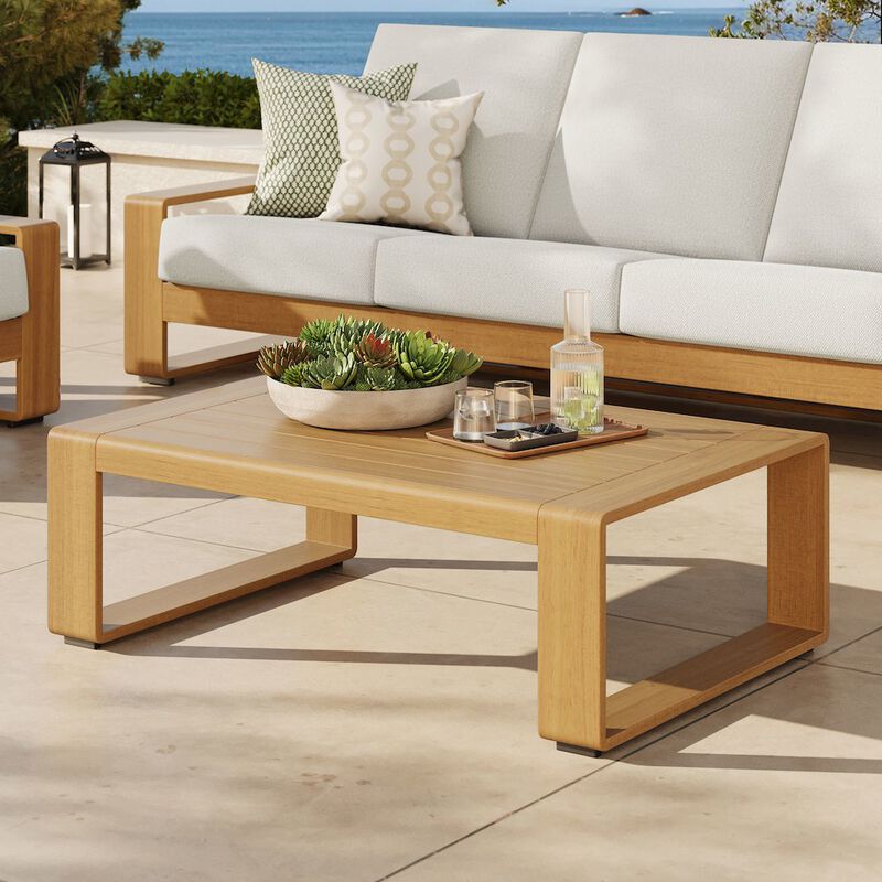 Modway Lirienne Outdoor Patio Aluminum Faux Wood Coffee Table image number 1