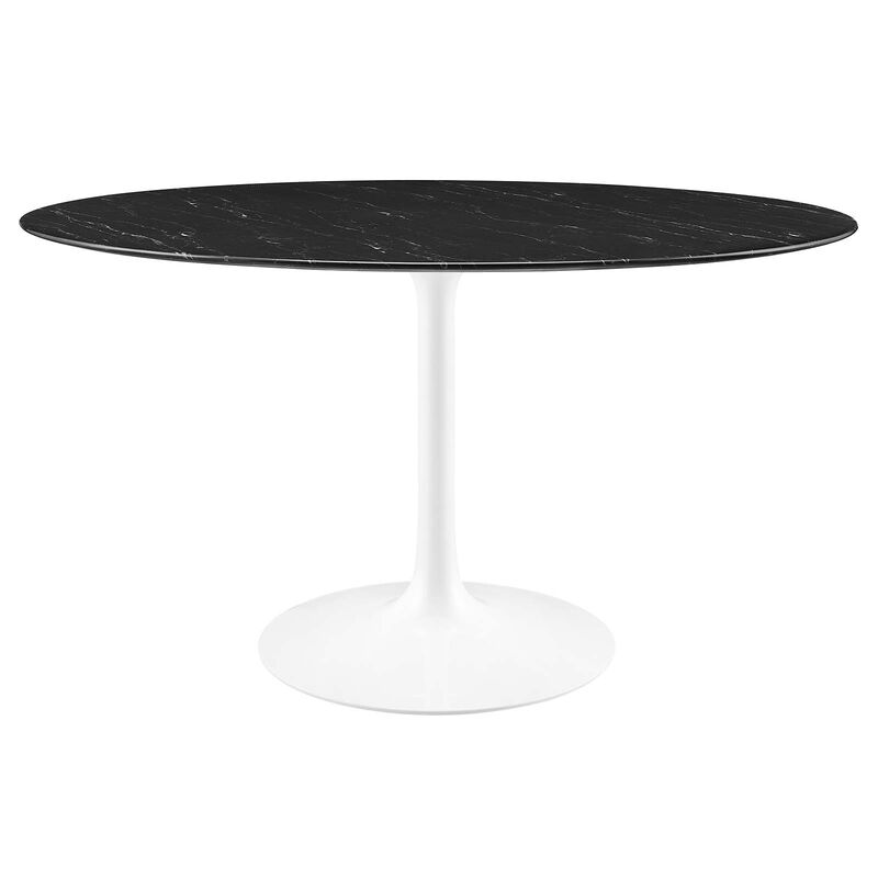 Modway - Lippa 54" Round Artificial Marble Dining Table White Black