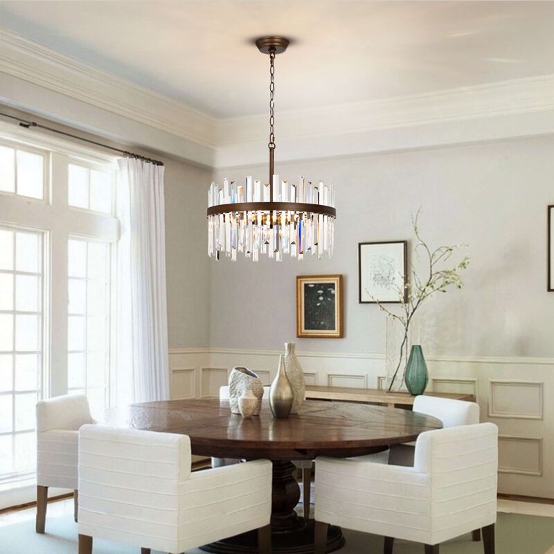 Candela Satin Bronze Finish 5-light Drum Crystal Glass Chandelier image number 8