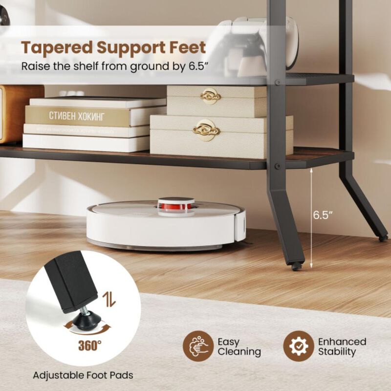 Hivvago 3-tier Console Table TV Stand with Mesh Storage Shelf