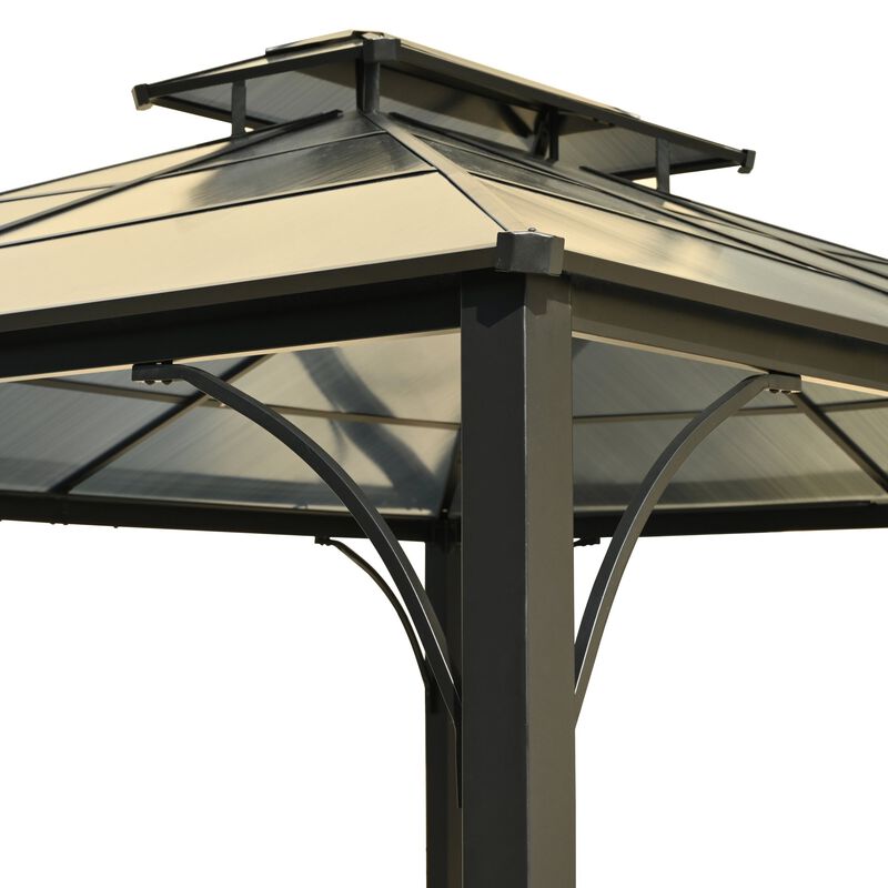 10'x12' Hardtop Outdoor Gazebo, Double-Layer Mosquito Netting & Privacy Curtains