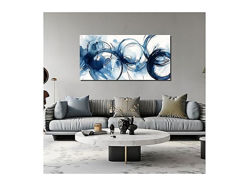 Blue Abstract Wall Art Office Minimalist Decor Bedroom Large Living Room 29 X 58 image number 2