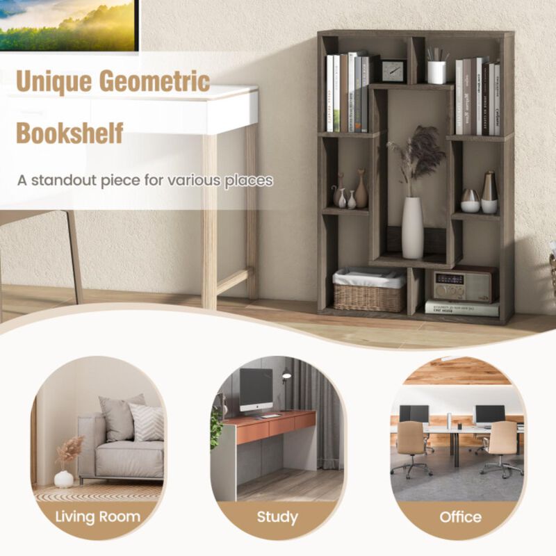 Hivvago 7-Cube Geometric Bookshelf Modern Decorative Open Bookcase