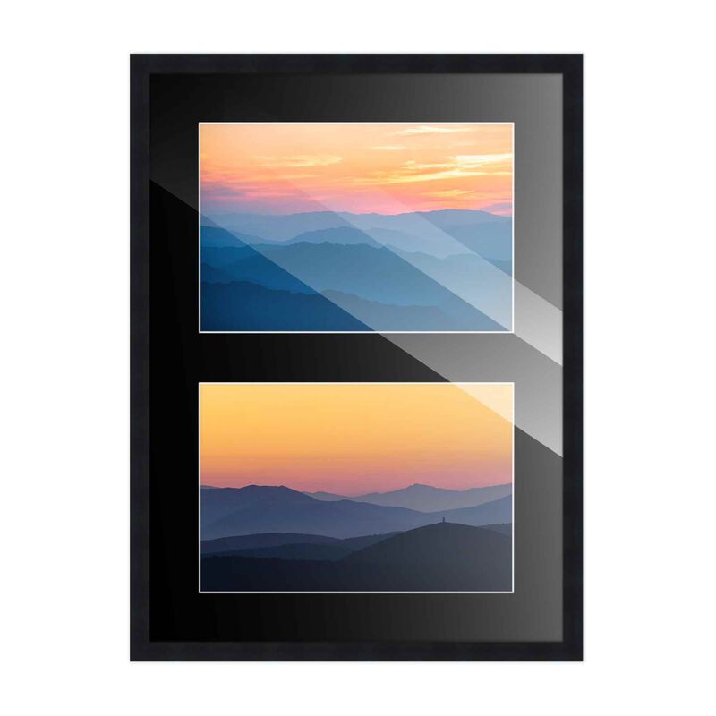 8x10 Wood Collage Frame with Black Mat for 2 4x6 Pictures