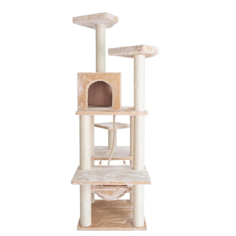 Armarkat 72 Beige Real Wood Cat Tree With Spacious Condo, Sratching Post