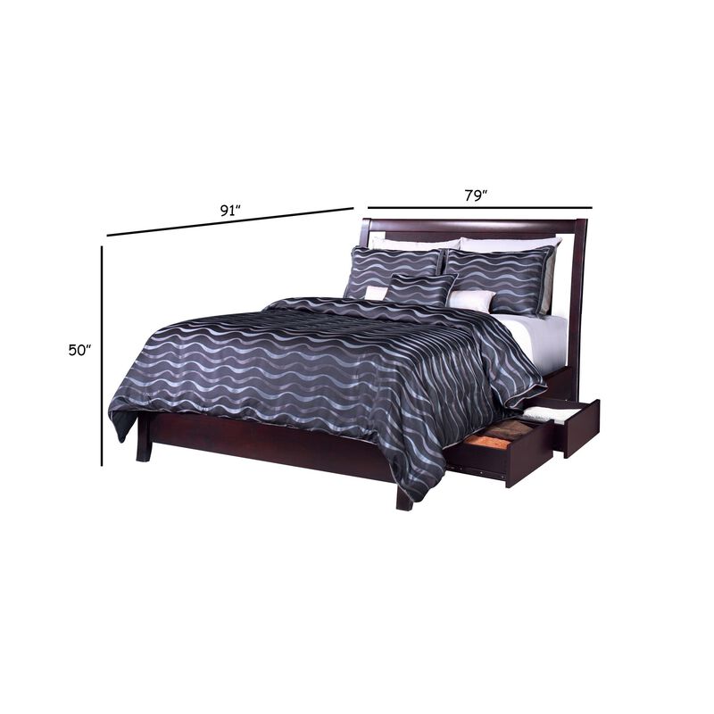 Fang King Storage Bed, 4 Drawers, Tropical Mahogany Wood, Espresso Brown