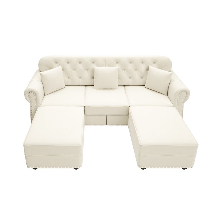 3-Seat Velvet Upholstered Sectionals
