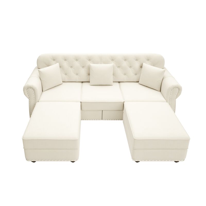3-Seat Velvet Upholstered Sectionals image number 0