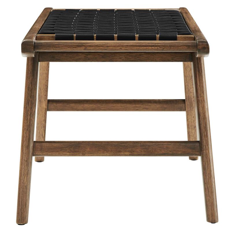 Modway Saoirse 47" Faux Leather Wood Bench in Walnut Black image number 1