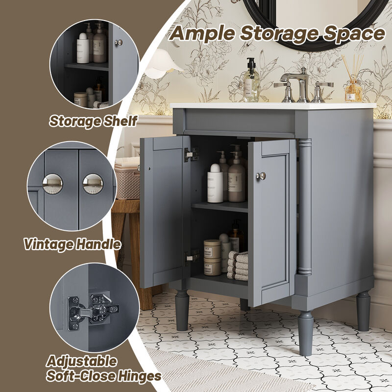 24'' Bathroom Vanity  with Top Sink and Storage Cabinet