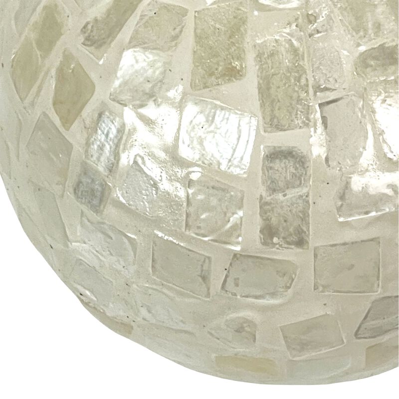 Set Of 6 Capiz Shell Deco Spheres 4 White Iridescent Decorative Balls image number 3
