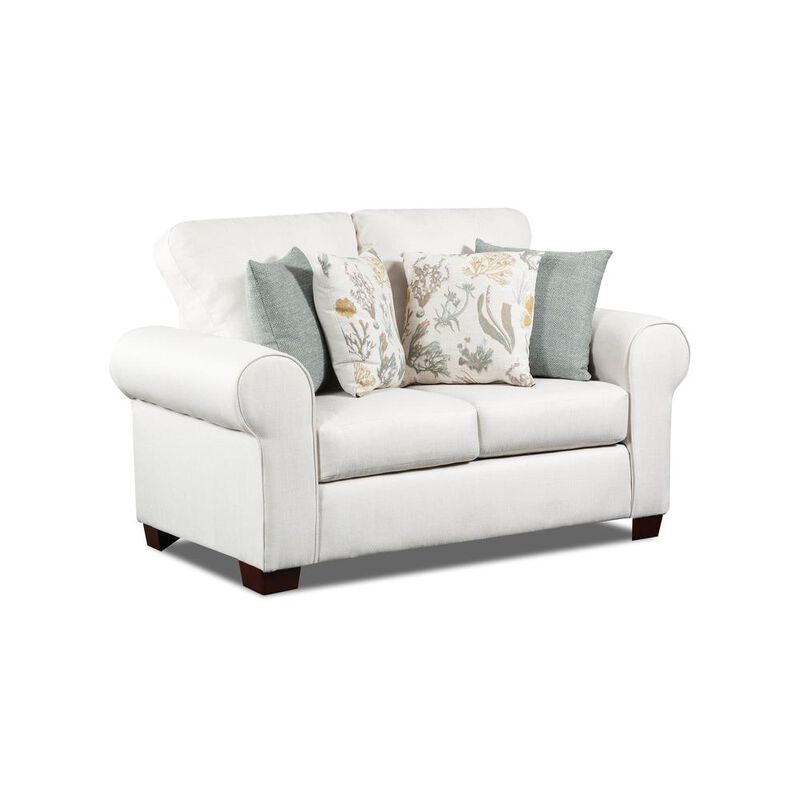 American Furniture Classics Living Room Beaujardin Loveseat with Four Throw Pillows