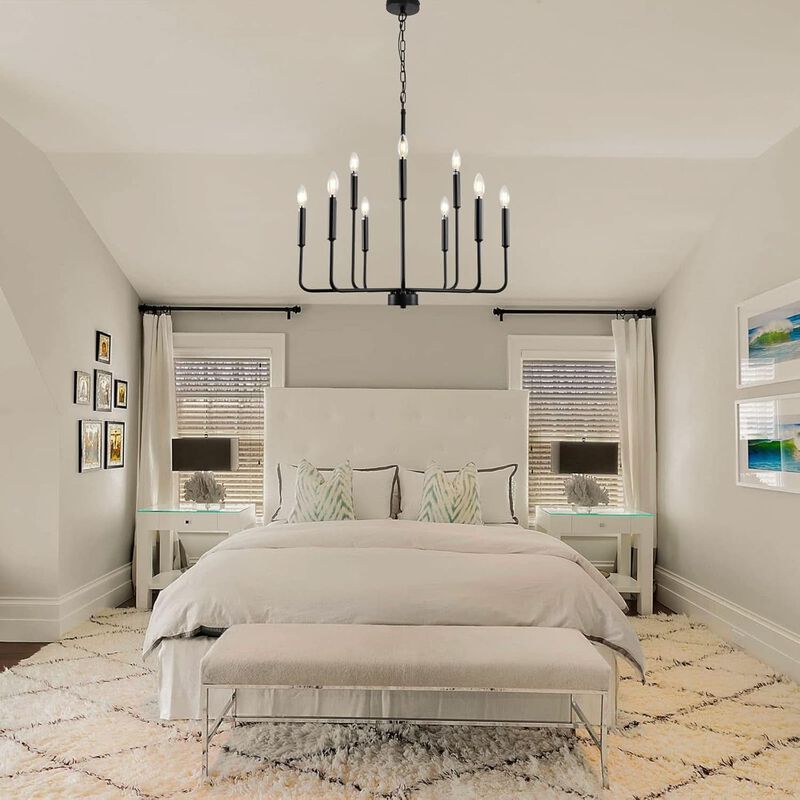 ShipItFurniture Black Farmhouse 9-Light Chandelier 28" image number 8