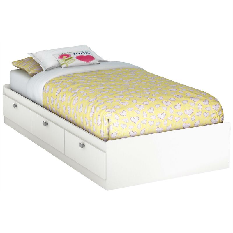 Hivvago Twin size White Platform Bed for Kids Teens Adults with 3 Storage Drawers