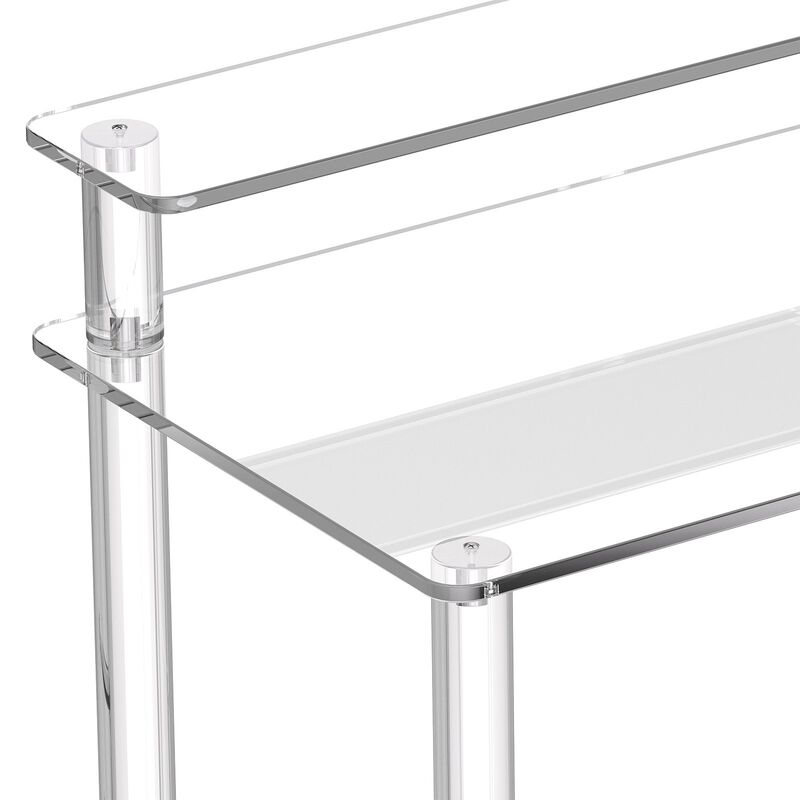 Modern Acrylic Computer Desk with Monitor Stand and Storage image number 3