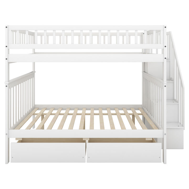 Merax Full over Full Bunk Bed with Two Drawers and Storage