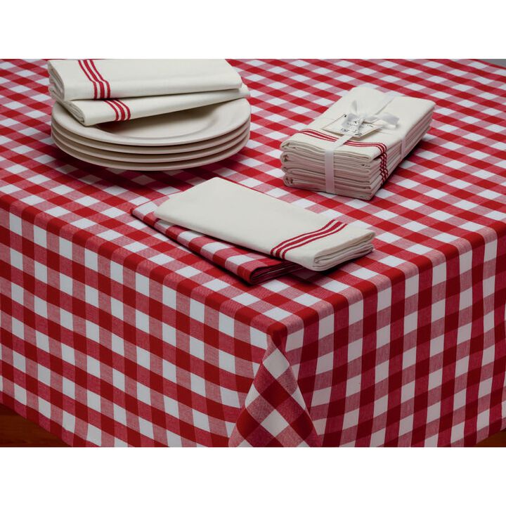 Red and White Classic Checkered Table Cloth 84" x 60"