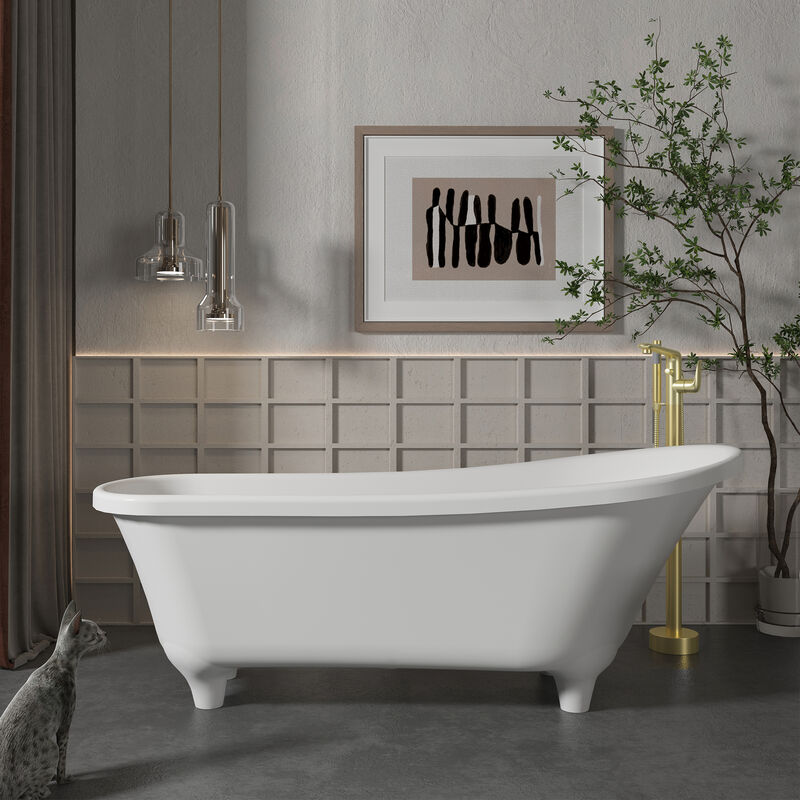 Mondawe Single-Handle Modern Floor Mount Freestanding Bathtub Faucet with Handheld Shower