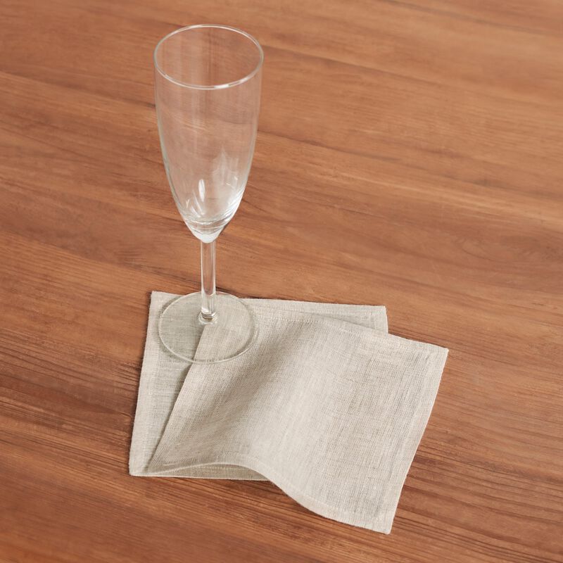 Solino Home Athena 100% Linen Cocktail Napkins &ndash; Set of 12, 6 x 6 in, Machine Washable, Holiday and Everyday Dining