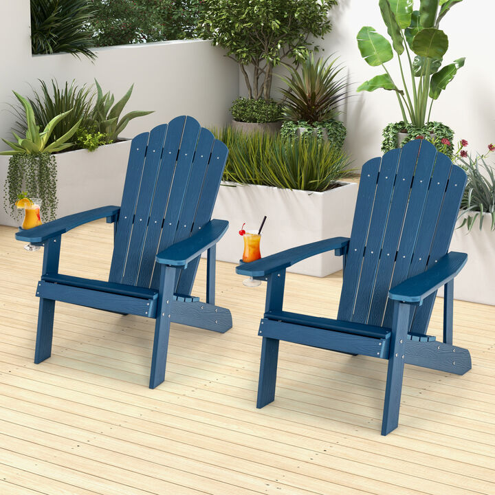 Set of 2 Adirondack Chairs with Ergonomic Design for Outdoor Spaces