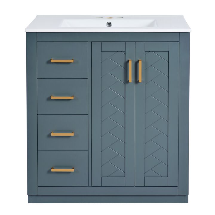 Merax Solid Wood Frame Freestanding Vanity for Bathroom