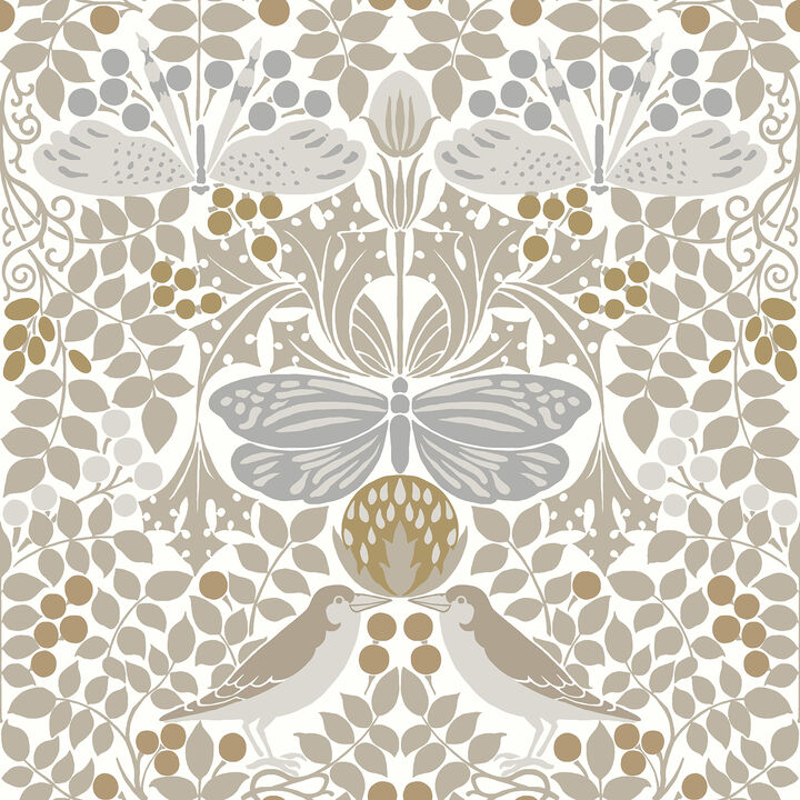 Butterfly Garden White Wallpaper