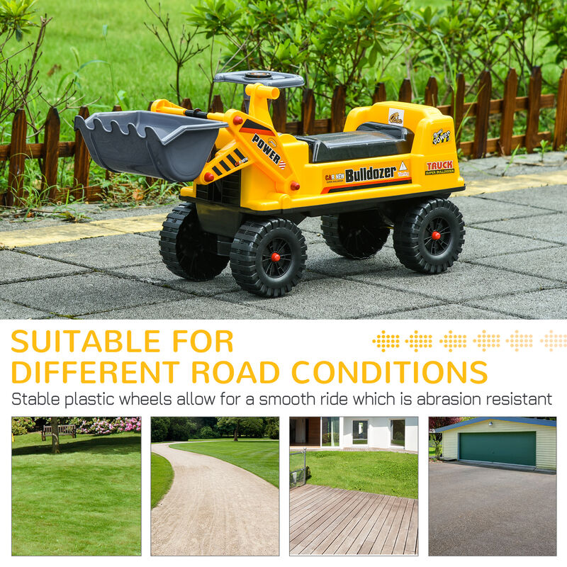 BreeBe Kids Bulldozer Ride-On Toy for Toddler with Tough Wheels, Outdoor Construction Toy with Controllable Digging Bucket image number 6