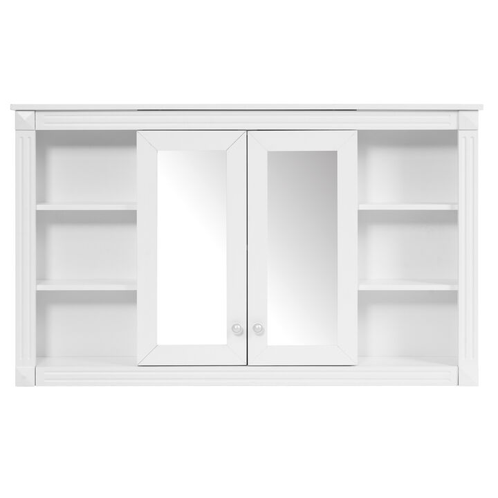 ELEMENT ACE 47 Inch Wall Mounted Mirror Cabinet with Adjustable Shelves and Open Storage