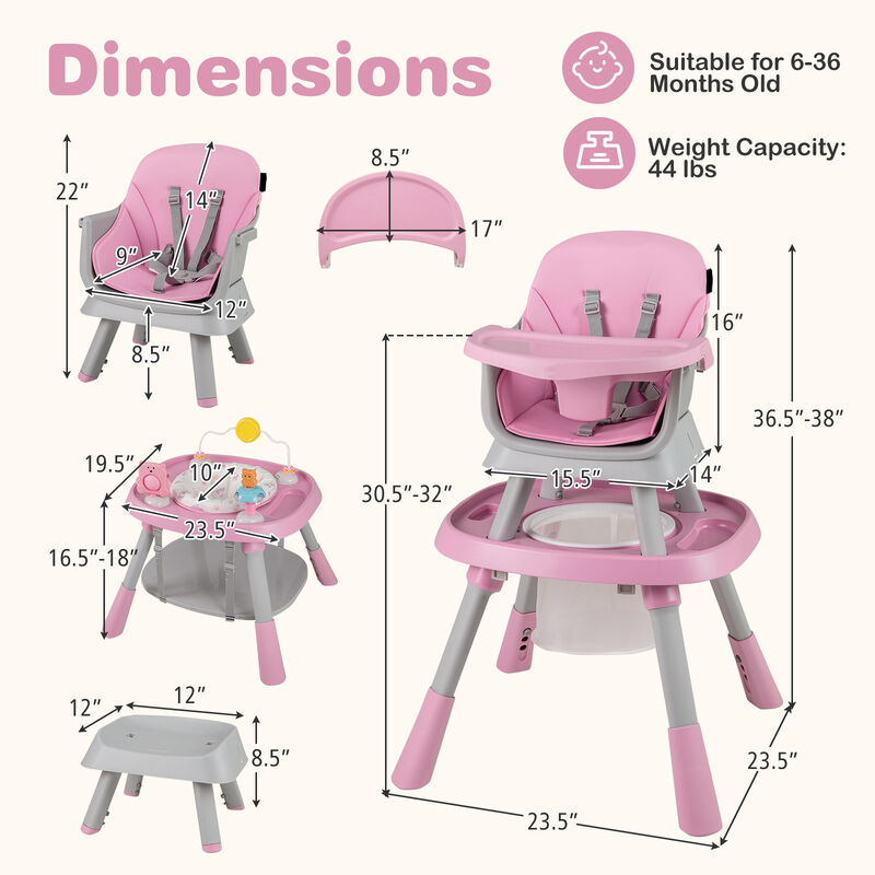 Convertible 16 in 1 Baby Highchair with Activity Center for Toddlers and Infants image number 2