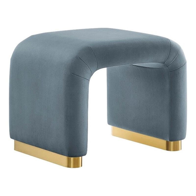 Modway EEI-6733-BRA-CAB Koda Performance Velvet Waterfall Stool, Brass Cadet Blue image number 0