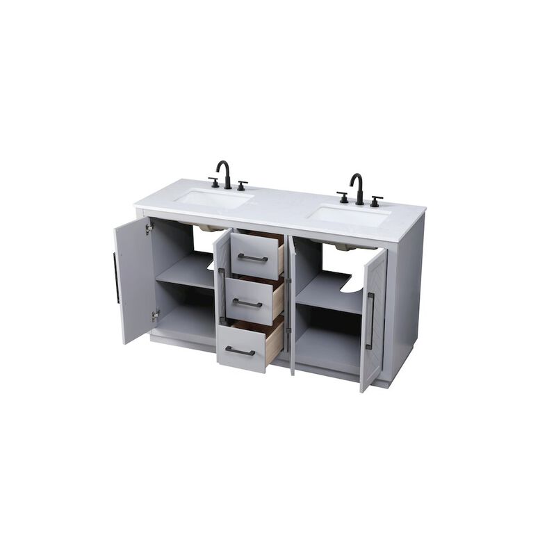 Elegant Kitchen and Bath 60 inch Double Bathroom Vanity in Grey