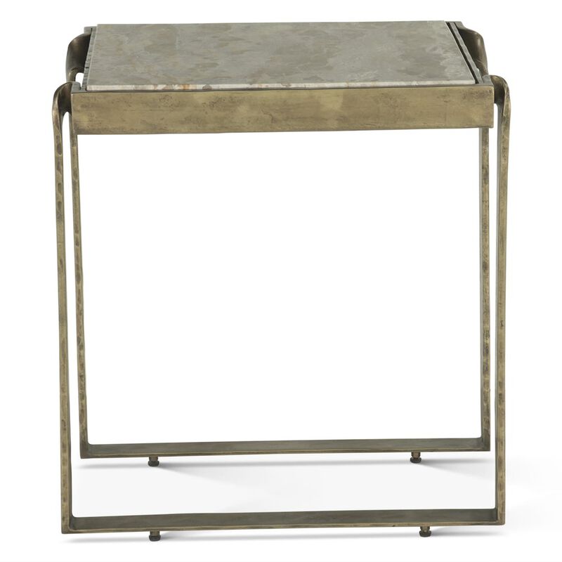 World Interiors Rhodes 20 Side Table with Marble and Antique Brass image number 2
