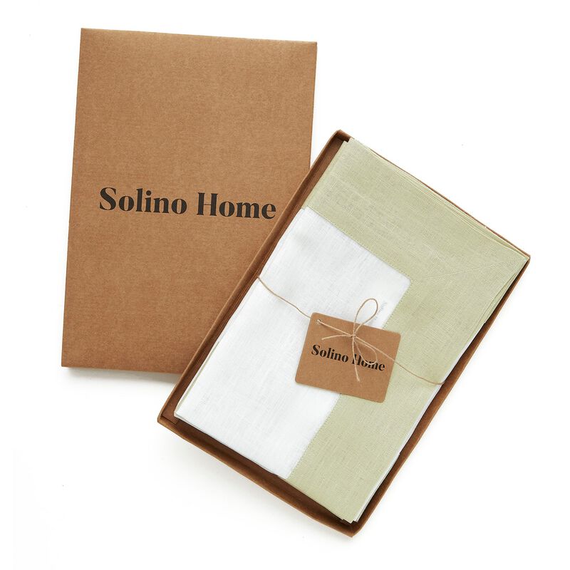 Solino Home Contempo 100% Linen Dinner Napkins &ndash; Set of 4, 20 x 20 in, Machine Washable, Holiday and Everyday Dining