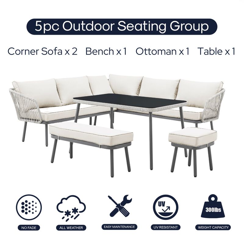 Inspired Home Brailynn  Outdoor 5pc Seating Group