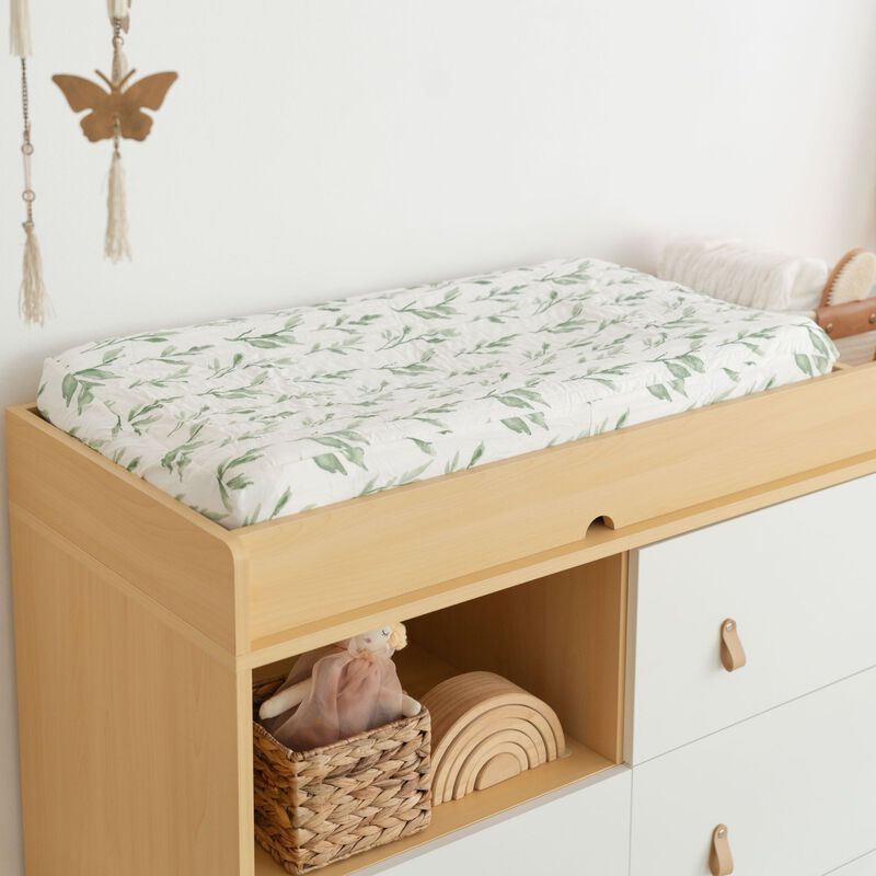 Parker Green Leaf Changing Pad Cover image number 3