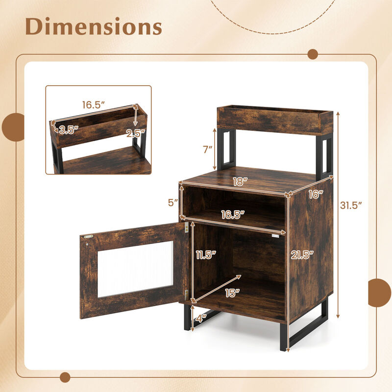 Modern End Table with LED Lights, Open Compartment and Storage Cabinet image number 2
