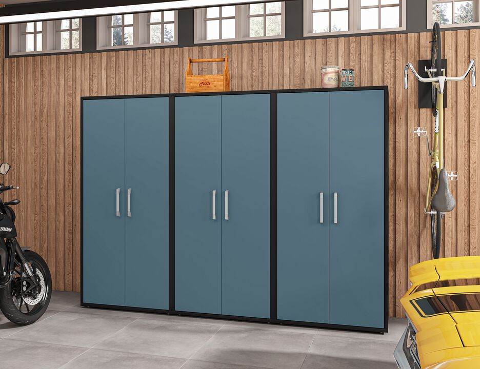 Eiffel Blue Garage Cabinets (Set of 3)