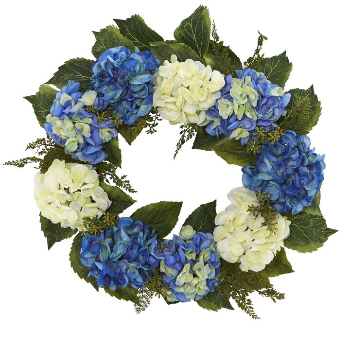 Nearly Natural 24-in Hydrangea Wreath