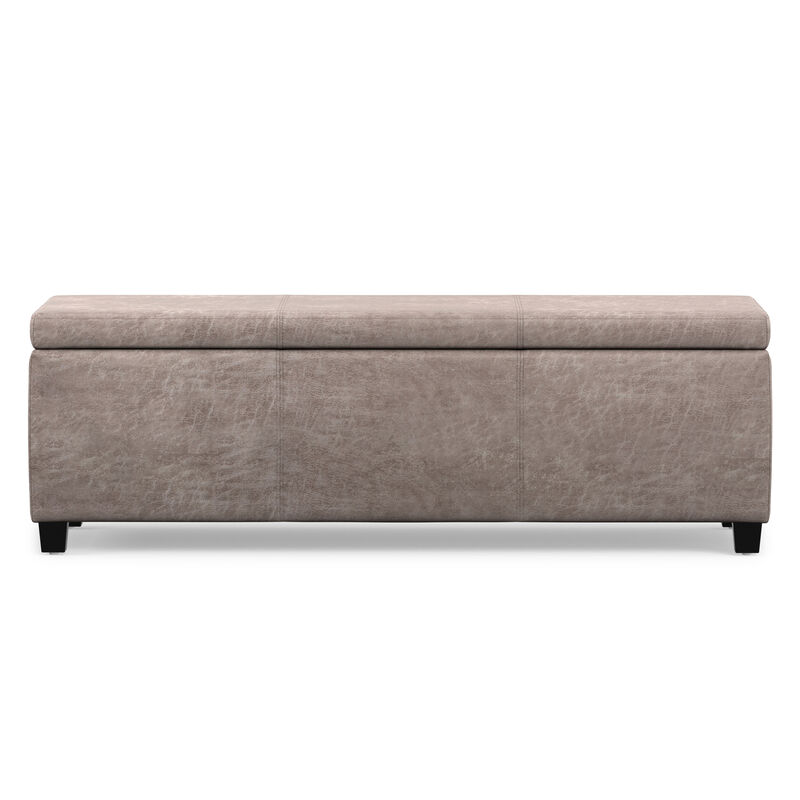 Avalon 48 inch Wide Contemporary Rectangle Storage Ottoman Bench in Distressed Grey Taupe Vegan Faux Leather, Assembled image number 6