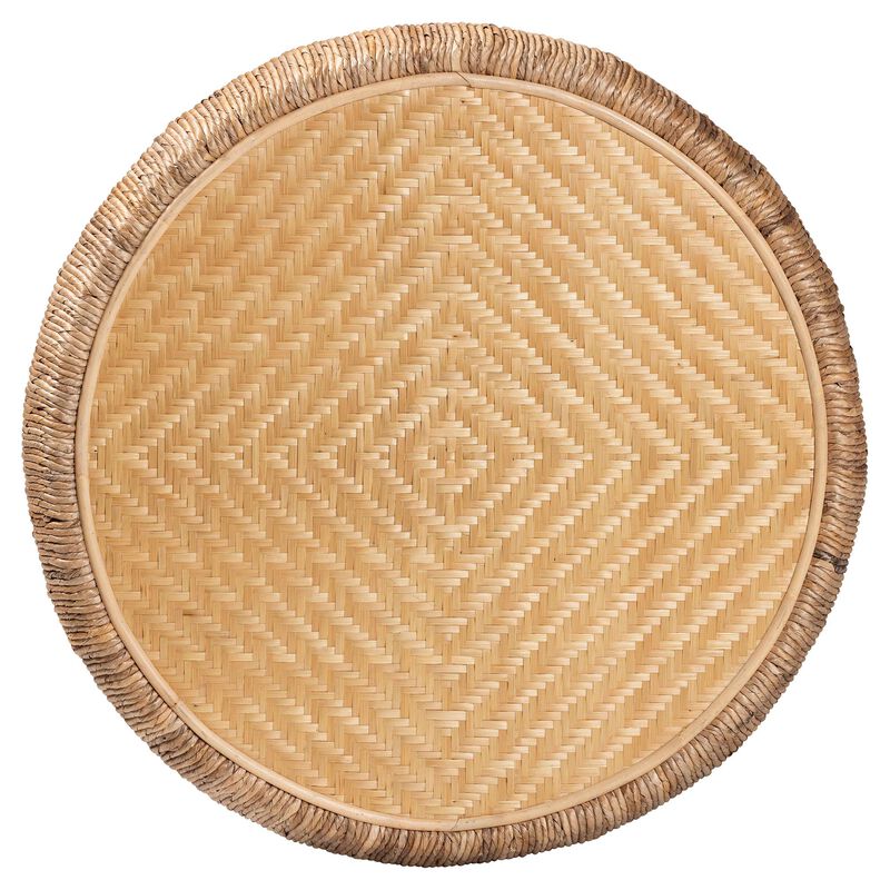 bali & pari Roma Rattan and Seagrass Coffee Table - Low Profile Boho Accent Table with Textured Design and Natural Finish, Handcrafted Rattan Centerpiece for Living Room or Lounge image number 3