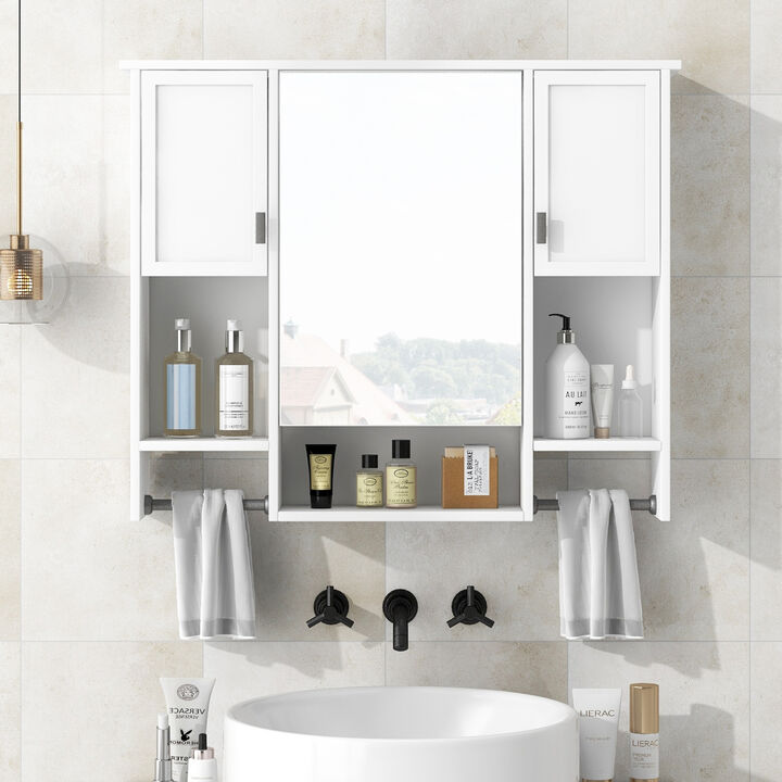 ELEMENT ACE Modern Wall Mounted Bathroom Storage Cabinet with Mirror and Towel Bar