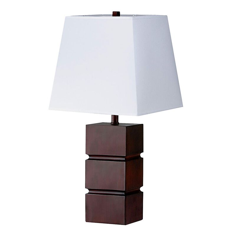 Hivvago 27" Brown Bedside Table Lamp With White Shade