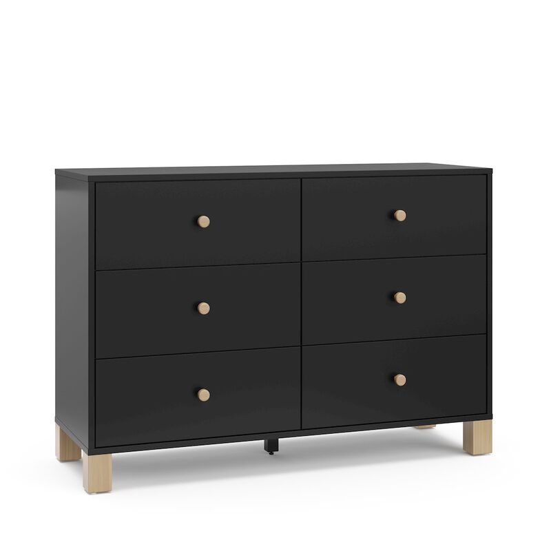 Storkcraft California 6-Drawer Double Dresser (Black with Driftwood)