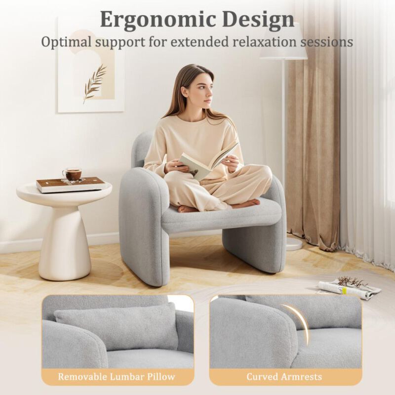 Hivvago Modern Accent Chair with Waist Pillow and Armrests for Living Room Bedroom