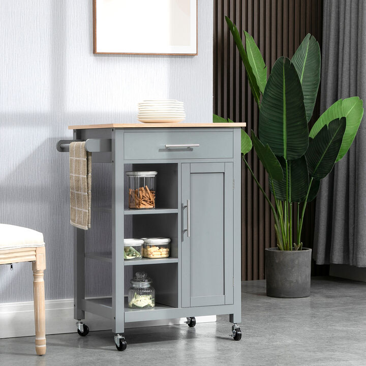 Hivvago Portable Kitchen Cart with Drawer and Open Shelf