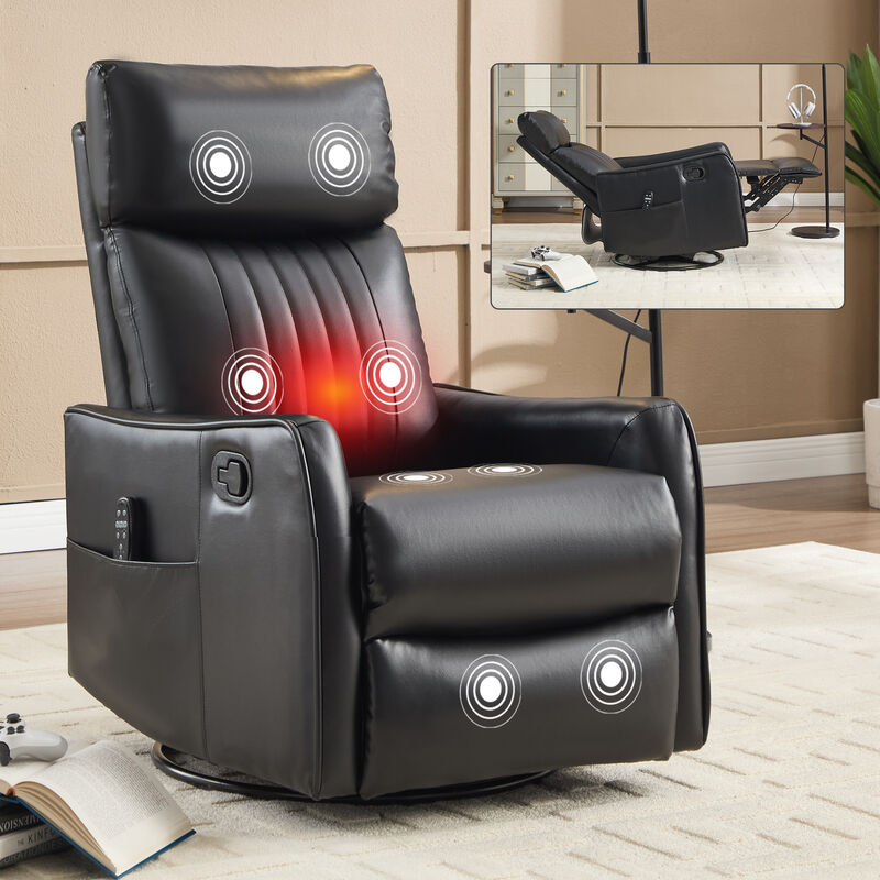 Heat Massage Manual Recliner Chair with Rocker and Swivel in Fabric for Living Room image number 1