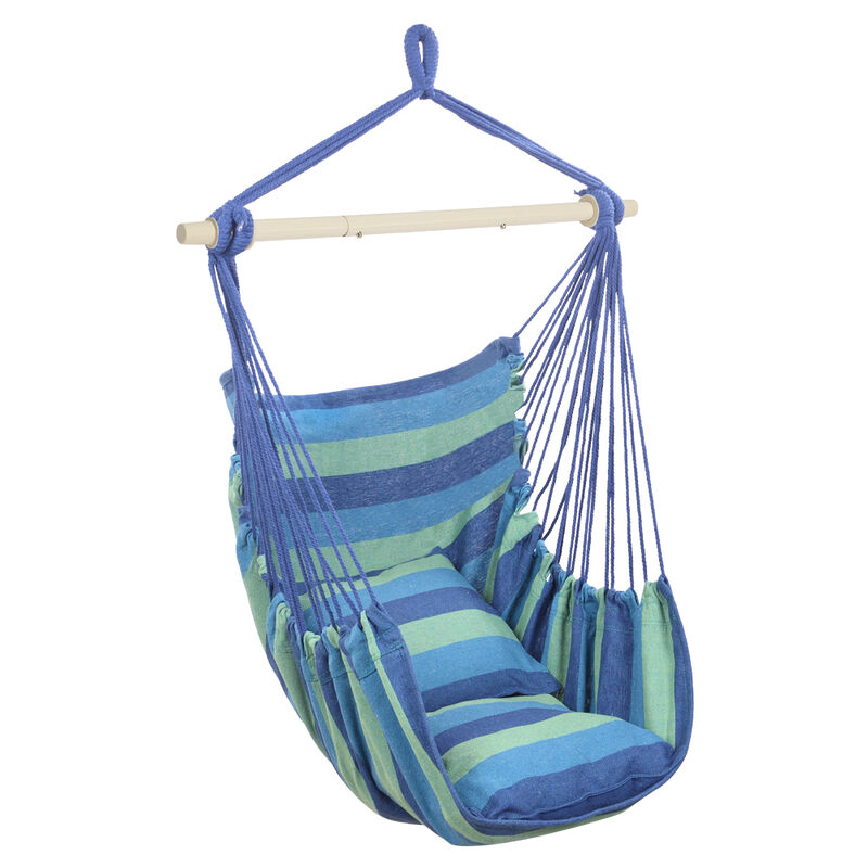 Hanging Rope Chair Distinctive Hammock Seat with Cozy Pillows for Indoor & Outdoor Relaxation