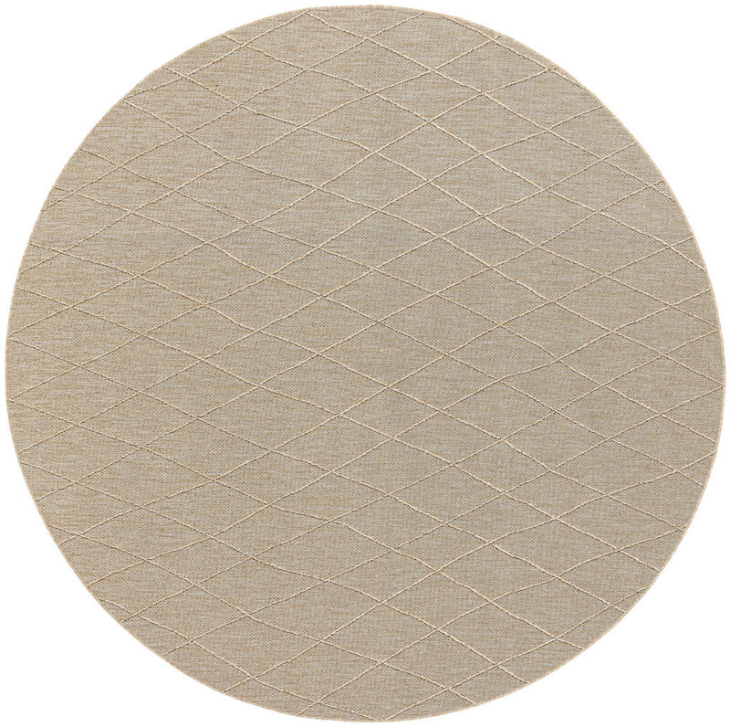 HomeRoots 8' Natural And Light Brown Round Geometric Indoor Outdoor Area Rug image number 0